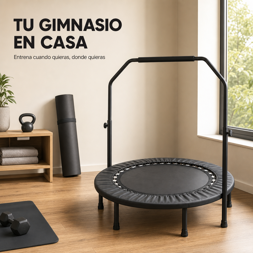 Trampolino fitness 3 in 1 con barra regolabile
