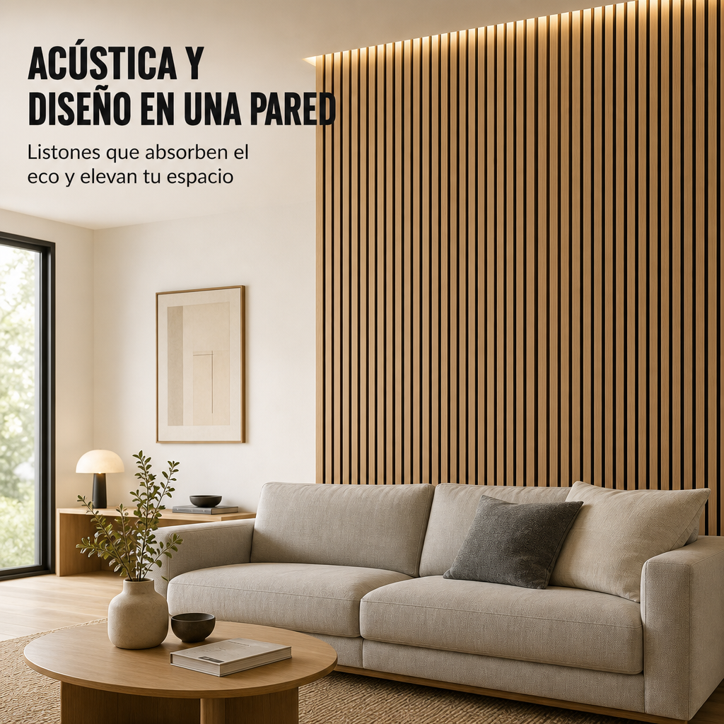 Painel Acústico Decorativo MDF Efeito Madeira com Feltro 120x60 cm Pack 4