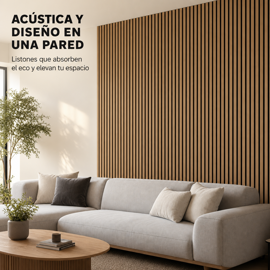 Painel Acústico MDF com Ripas e Isolamento 120x60 cm Pack 2