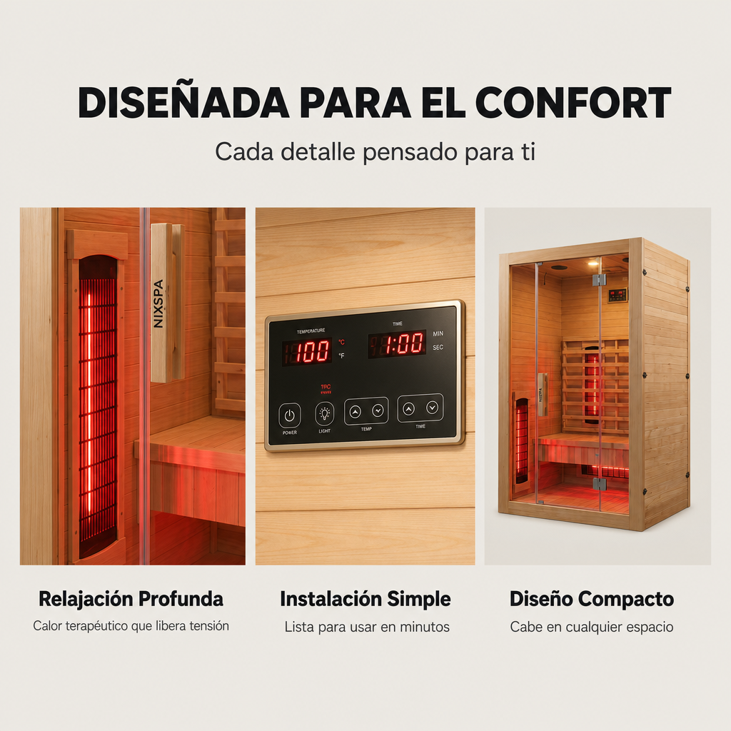 Sauna a infrarossi per 2 persone con 5 pannelli, Bluetooth e controllo digitale