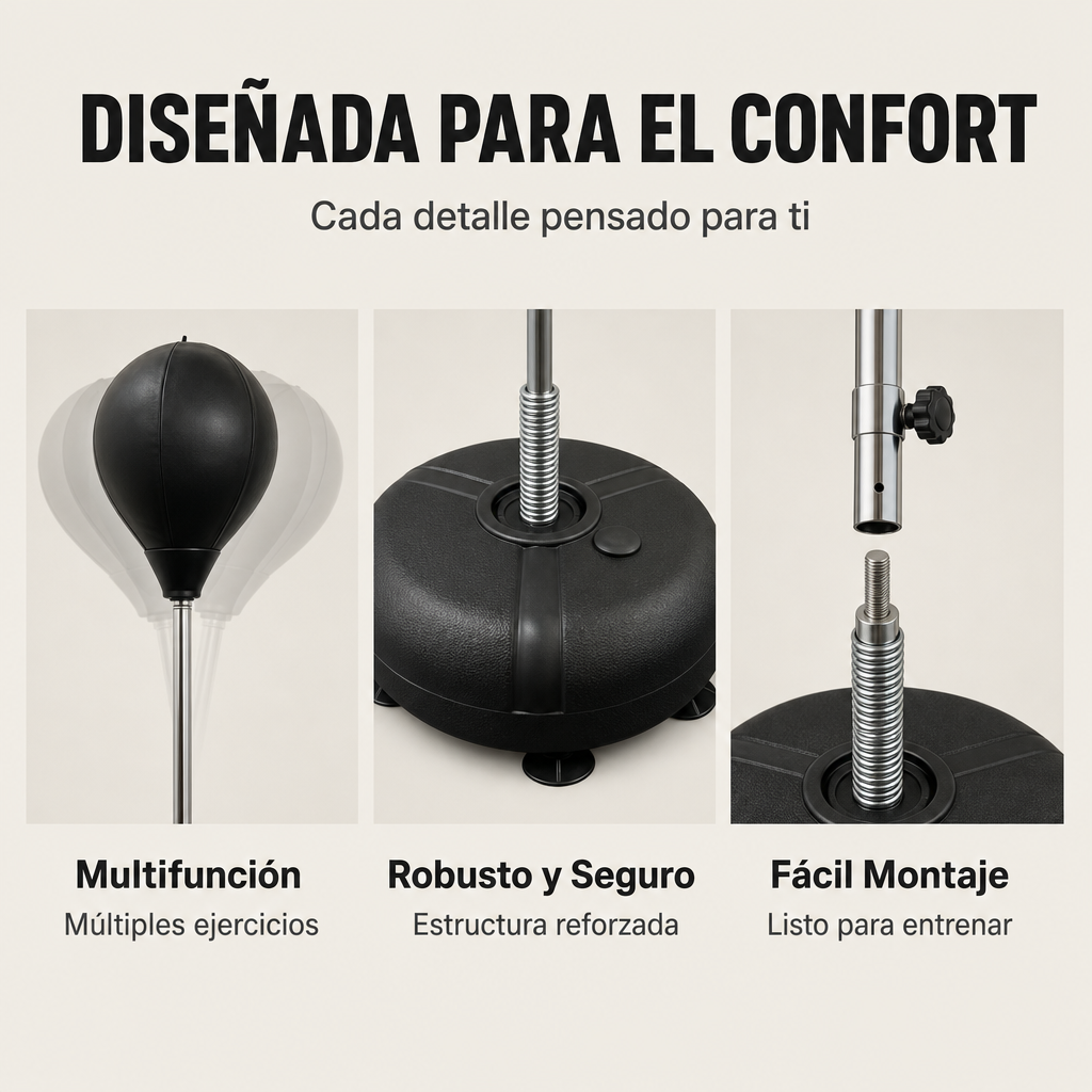 Saco de Boxe de Pé Ajustável com Base Recheável