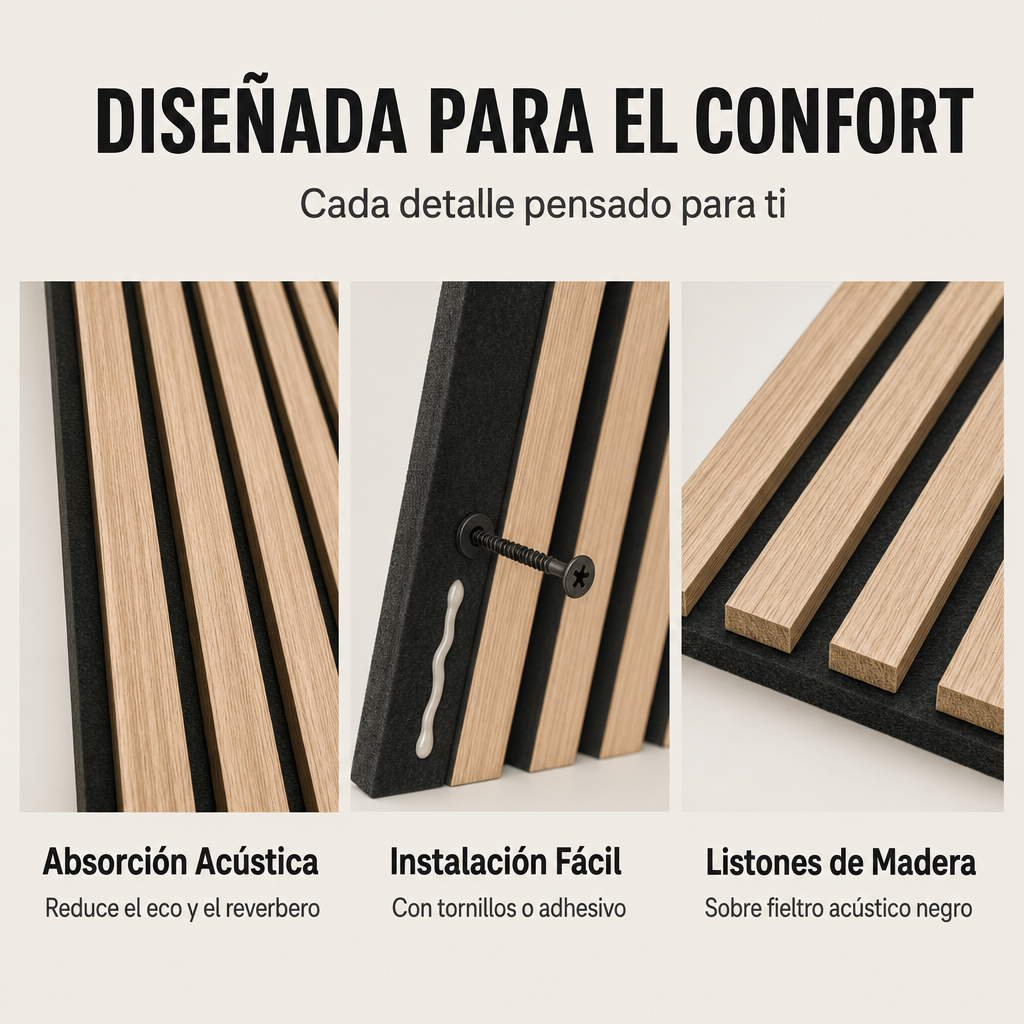 Painel Acústico MDF com Ripas e Isolamento 120x60 cm Pack 2