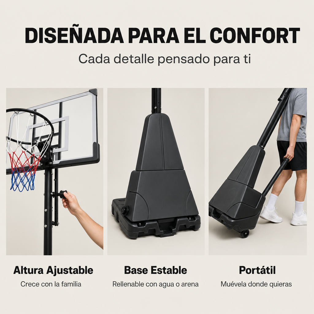 Cesto de Basquetebol Exterior Regulável 2,45-3,1 m com rodas