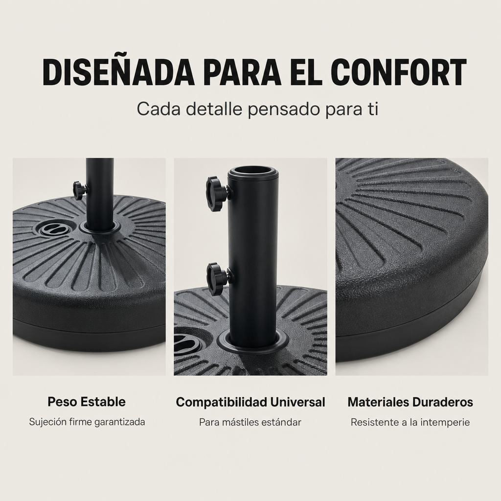 Base para Guarda-Sol Recheável 22 L com Suporte Central