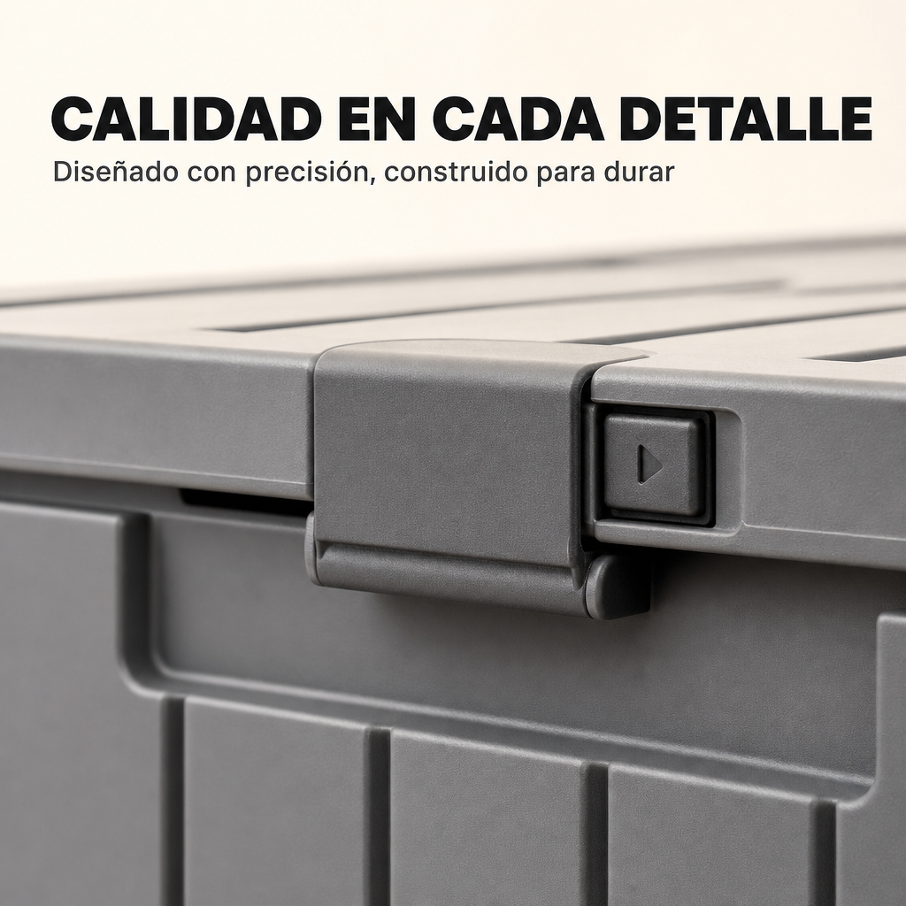 Cassapanca da esterno impermeabile 130 L con coperchio rinforzato e chiusura di sicurezza