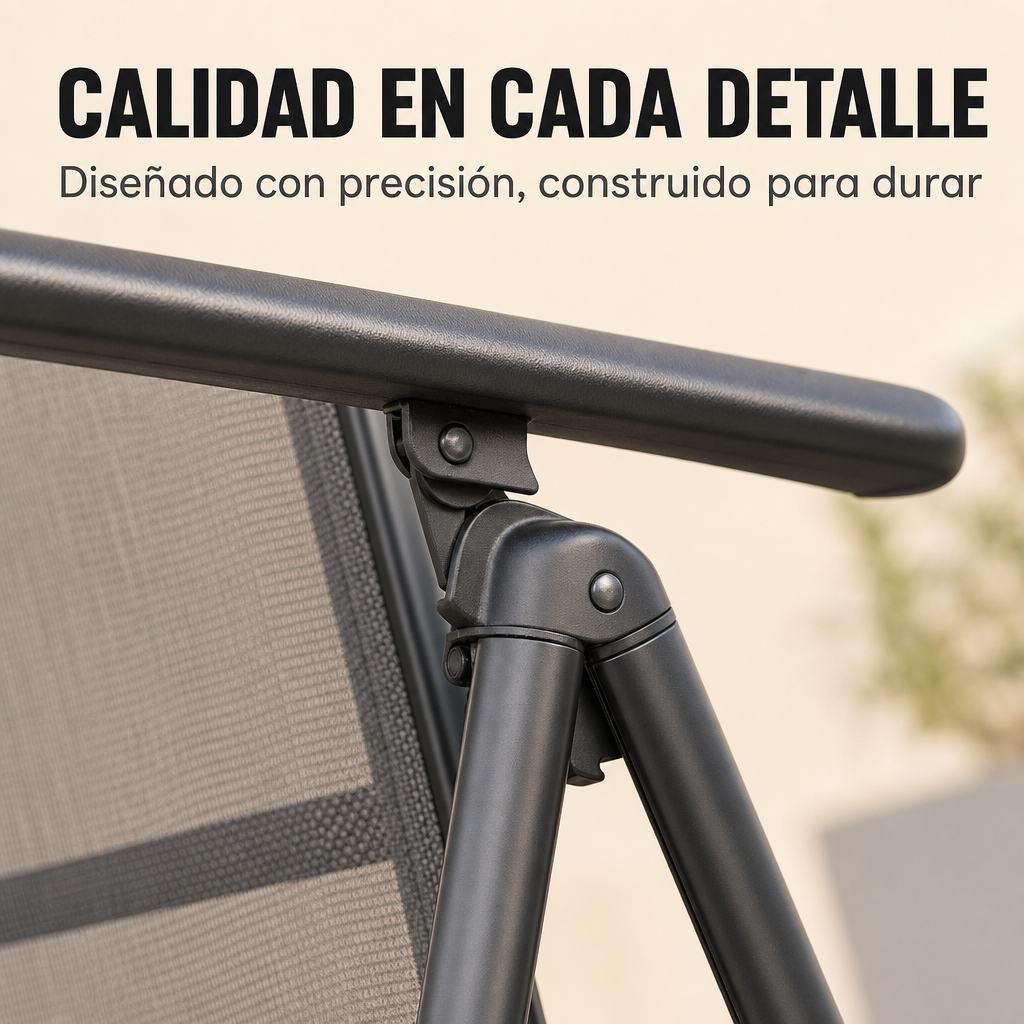 Pack de 2 chaises pliantes de jardin en aluminium anthracite avec assise textile résistante et légère
