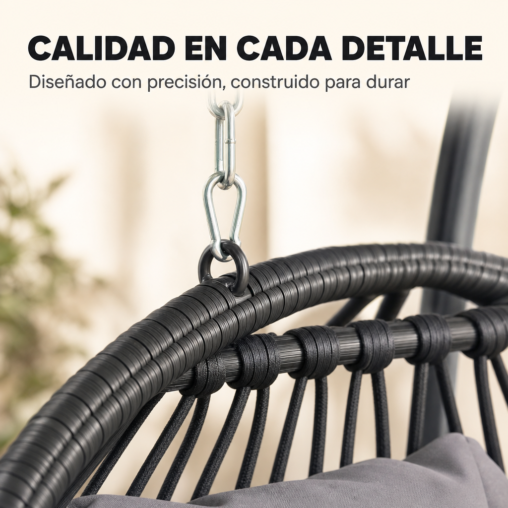 Cadeira Suspensa Desmontável 2 Lugares Cinzenta