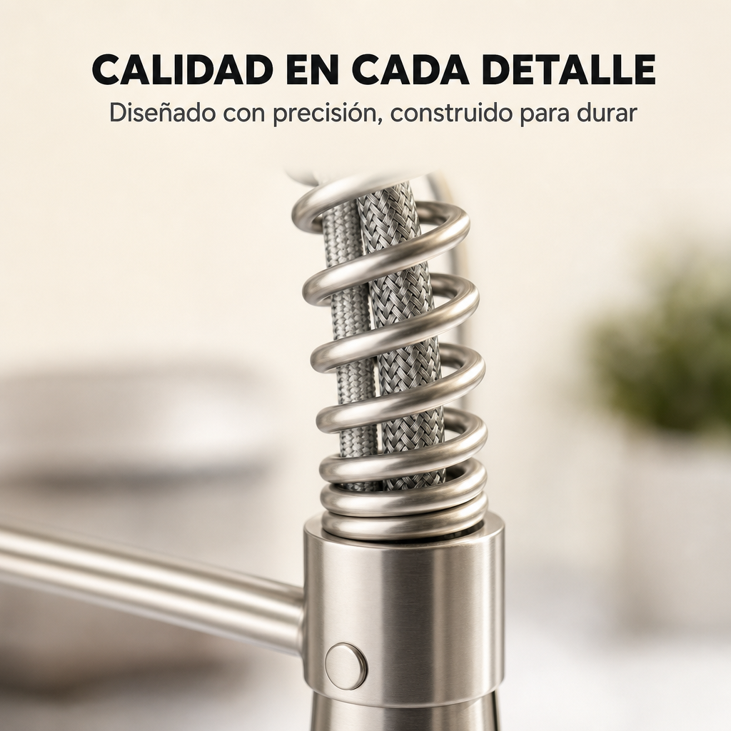Grifo De Cocina Extraíble 360 Grados Con Ducha Extensible Acero Inoxidable
