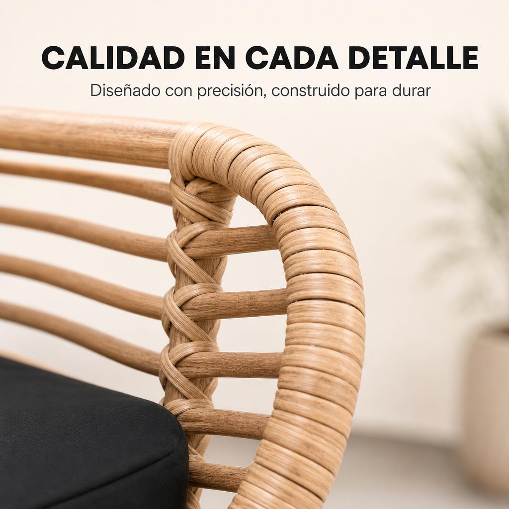Conjunto Jardim Ráfia com 2 Poltronas e Mesa Redonda para Terraço e Varanda