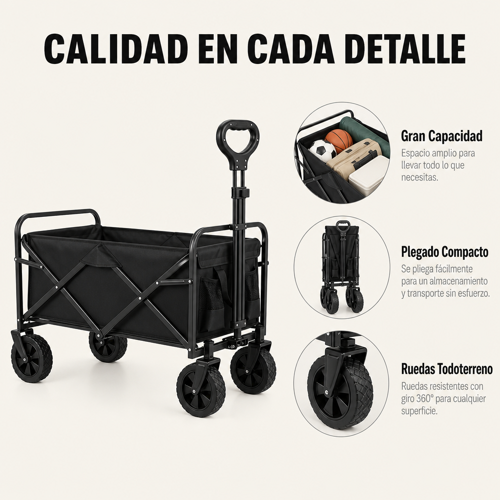 Carrinho Dobrável Todo-o-Terreno com Carga de 75 kg