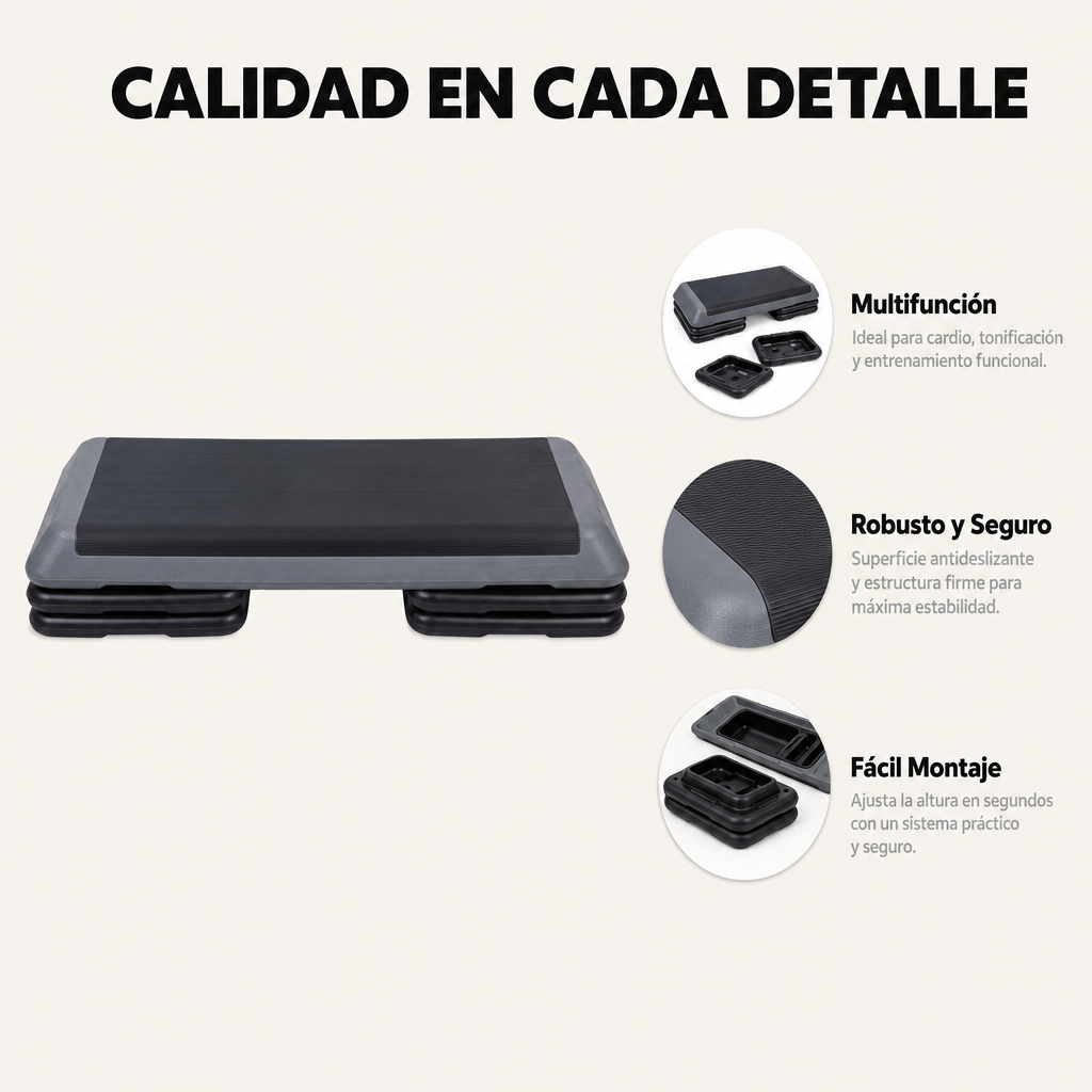 Banco Step Aeróbico Ajustable Antideslizante