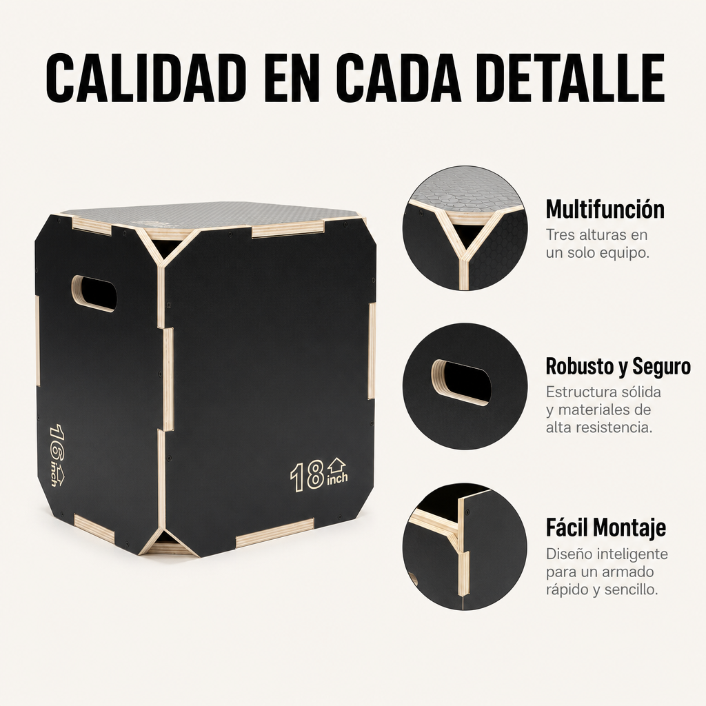 Caisse pliométrique antidérapante 16/18 pouces