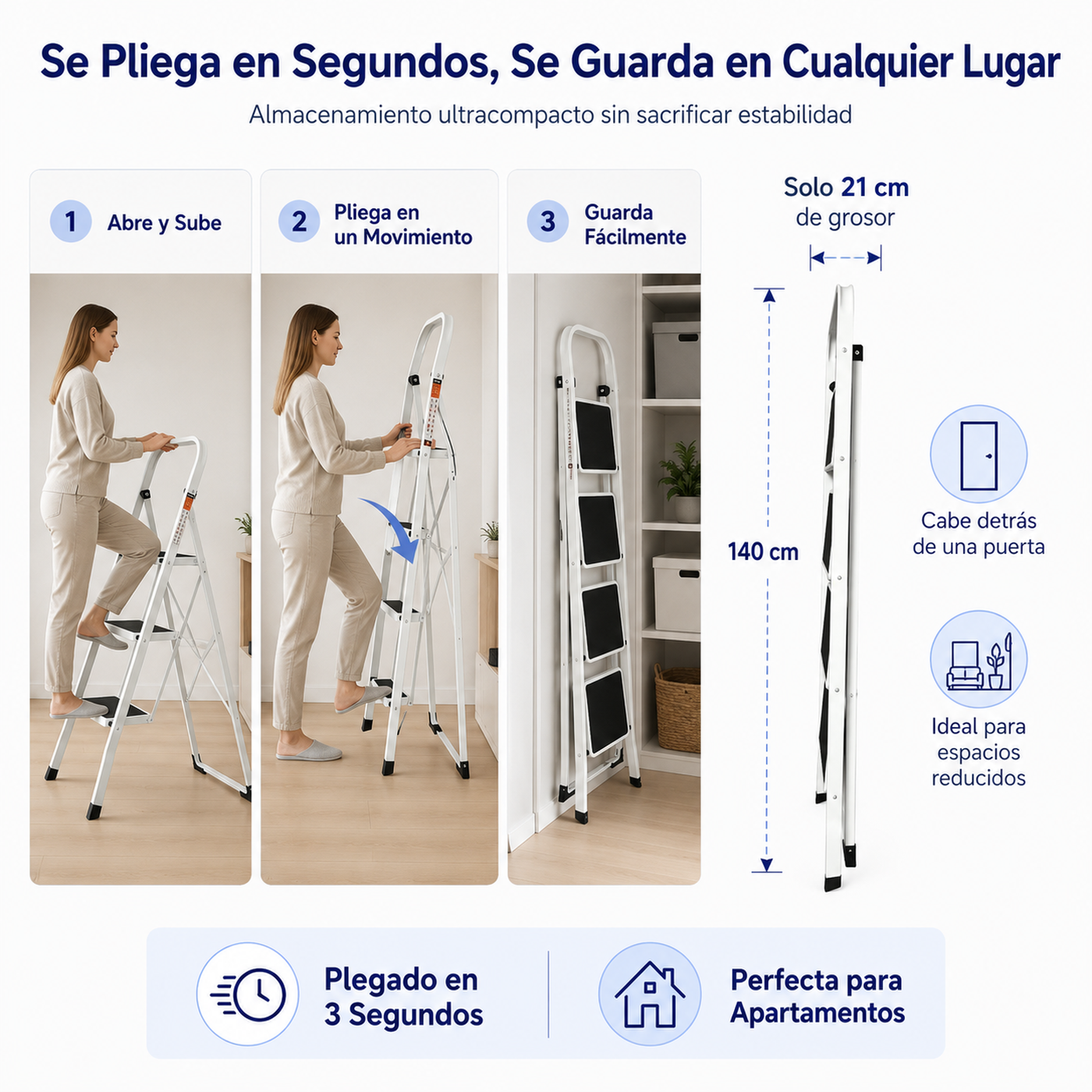 Scala Pieghevole 4 Gradini con Piattaforma Antiscivolo