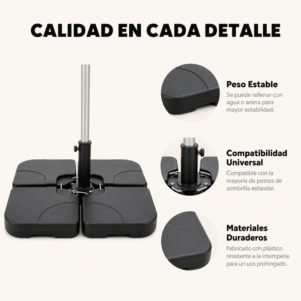 Base modulaire pour parasol 4 pièces remplissable noire