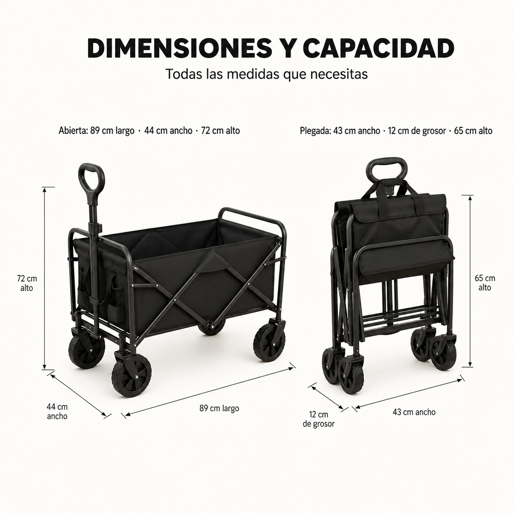 Carrinho Dobrável Todo-o-Terreno com Carga de 75 kg