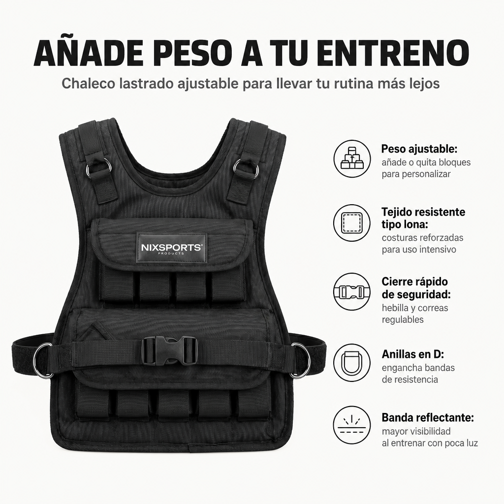 Gilet lesté ajustable pour entraînement fitness et course