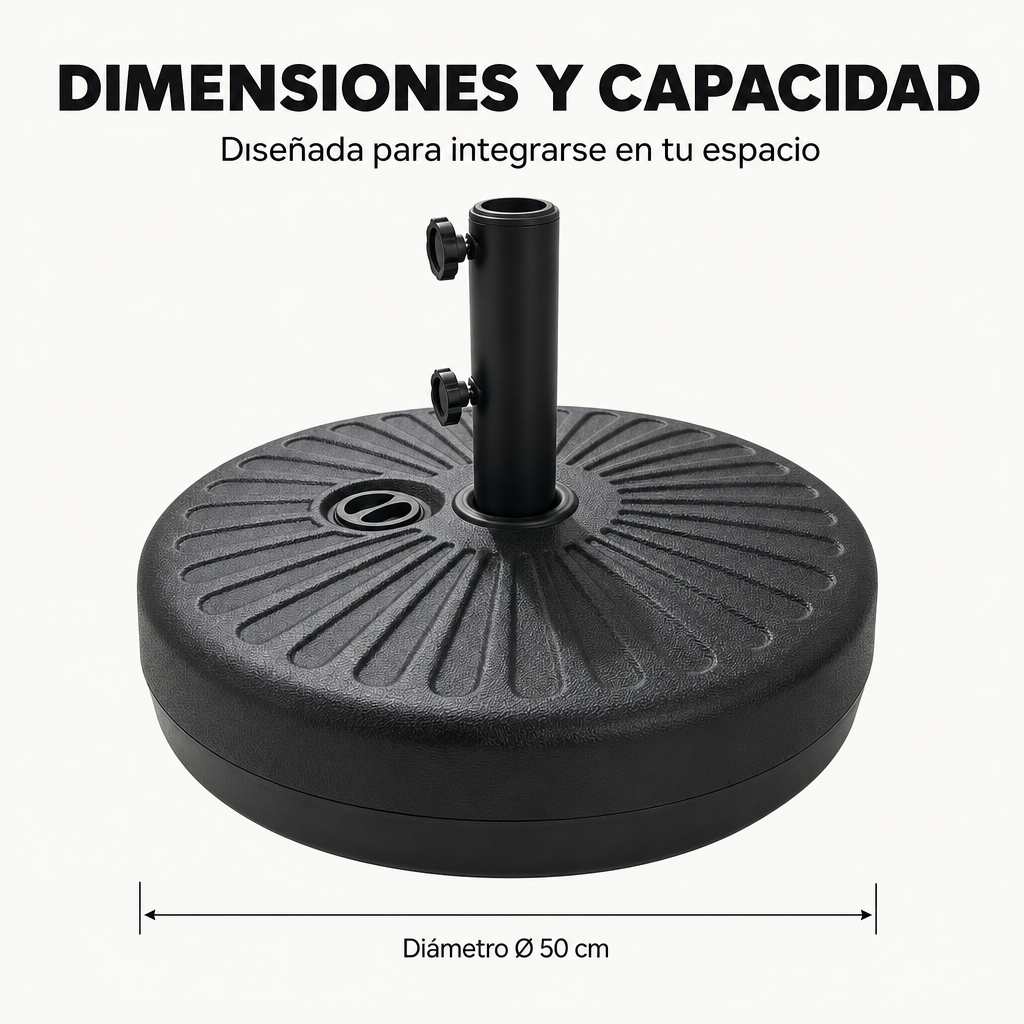 Base para Guarda-Sol Recheável 22 L com Suporte Central