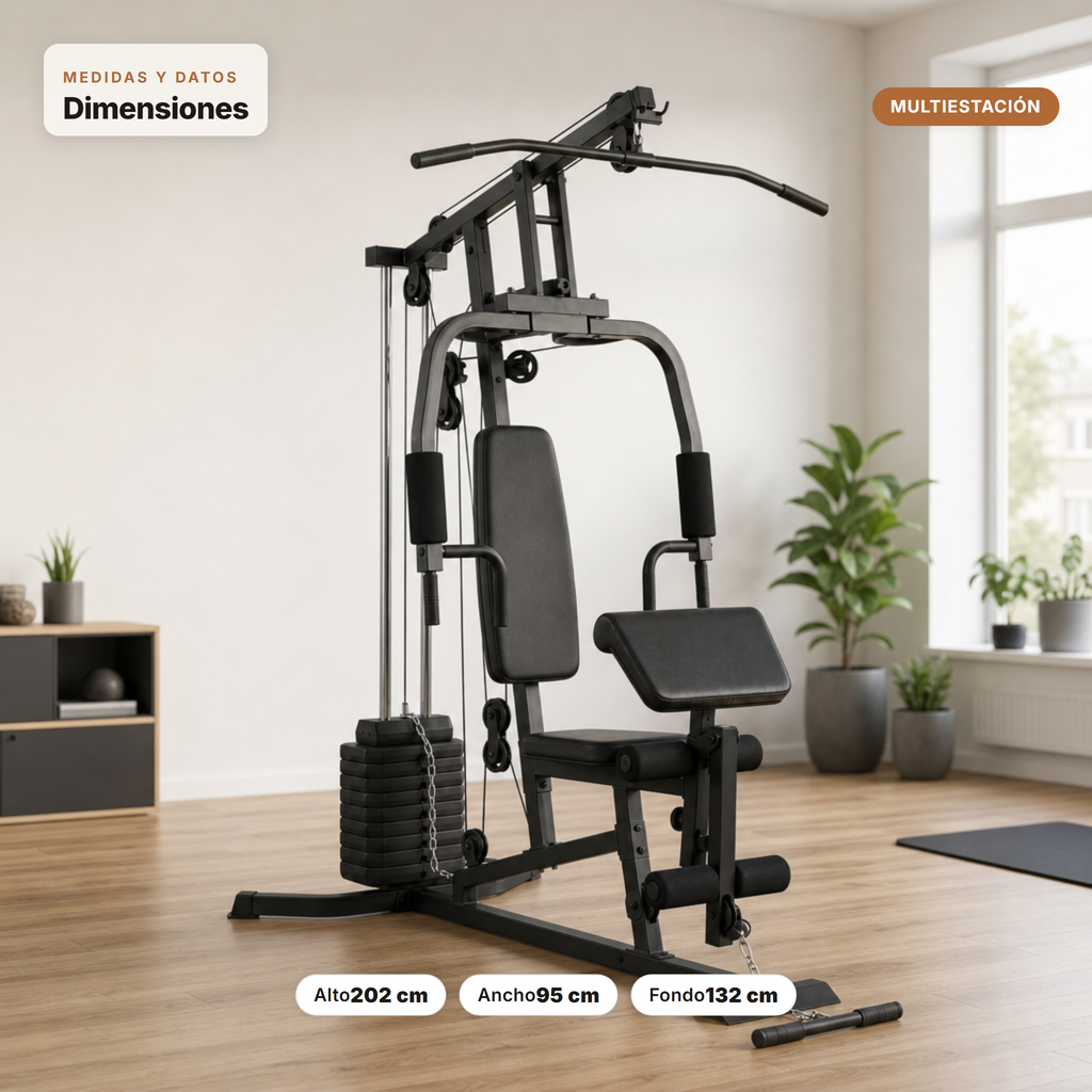 Estación de Musculación Multifunción con Poleas y Banco Ergonómico
