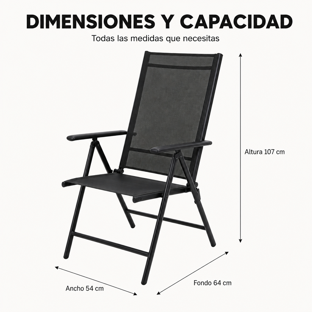 Pack de 2 chaises pliantes de jardin en aluminium anthracite avec assise textile résistante et légère