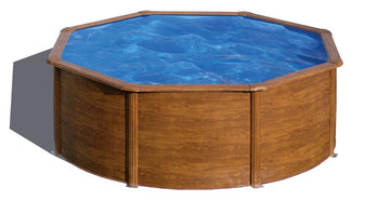 Aufstellpool Gre Sicilia Rund in Holzoptik