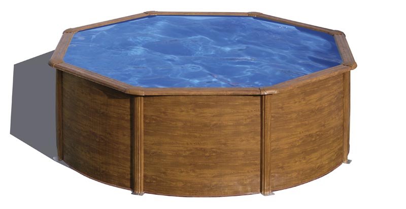 Aufstellpool Gre Sicilia Rund in Holzoptik