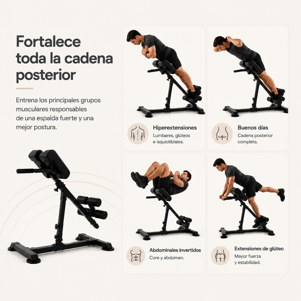 Banco de Hiperextensões Ajustável Multifuncional Cabra Romana