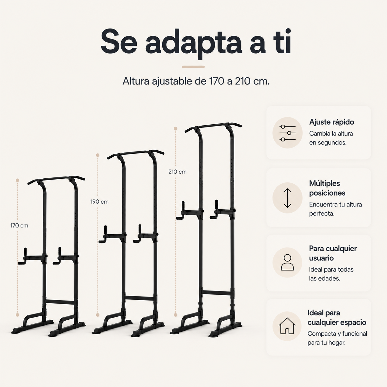 Torre per trazioni e dip multifunzione 170-210 cm