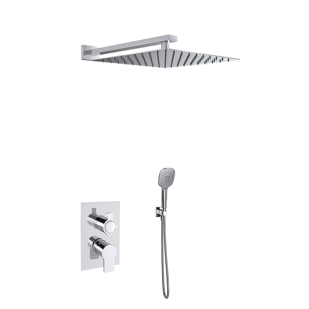 Ramon Soler - Ensemble de douche encastré mitigeur monocommande 2 voies Blautherm chrome