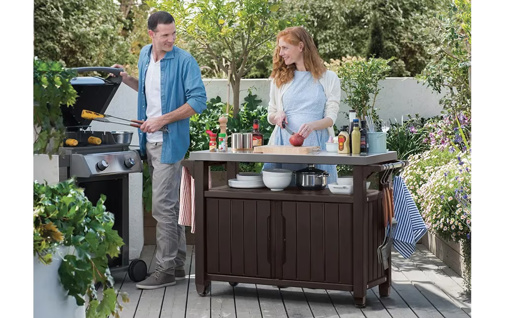 Keter - Meuble barbecue extérieur grand marron