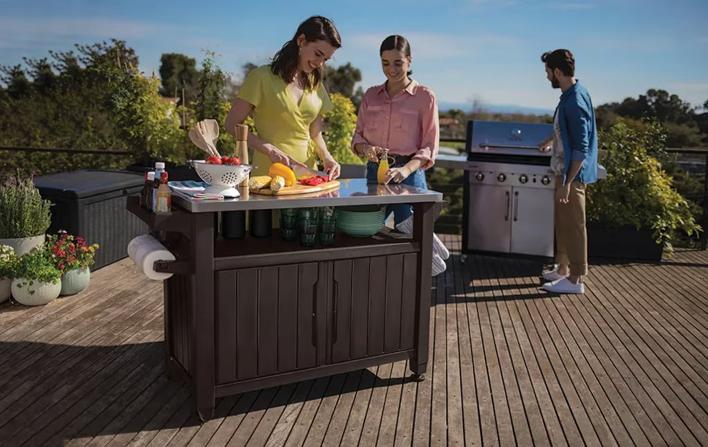 Keter - Meuble barbecue extérieur grand marron