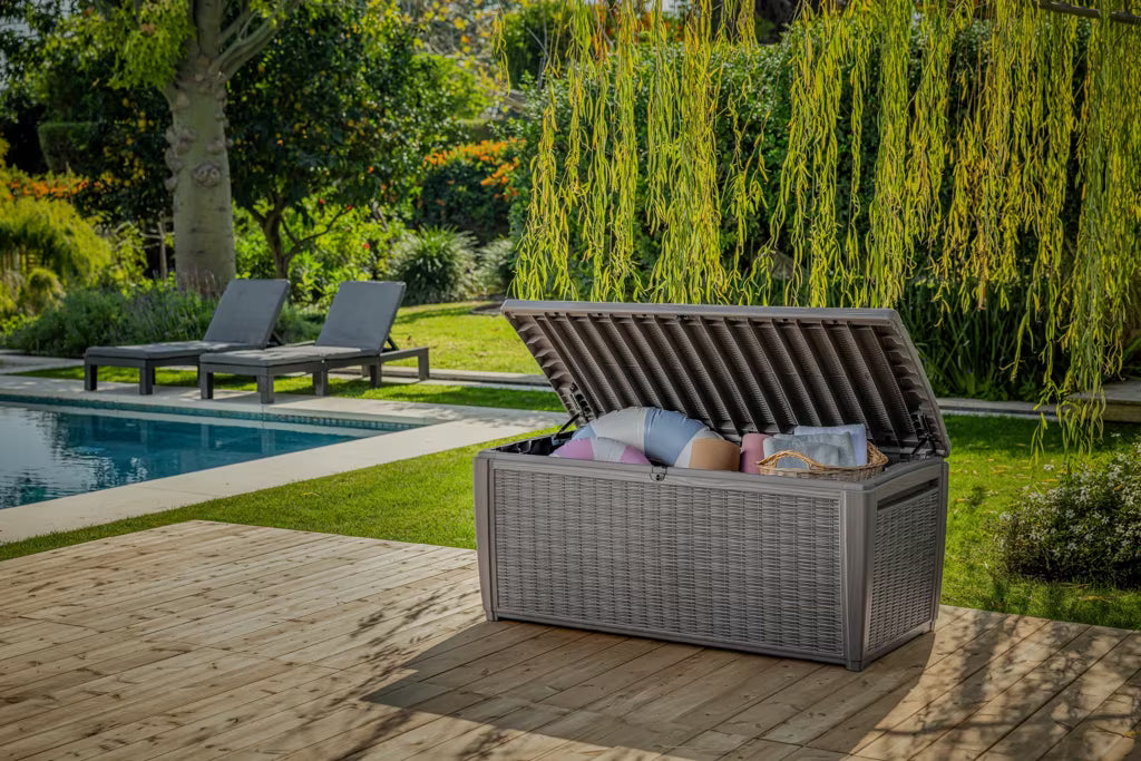 Keter - Baule da esterno in rattan Sumatra marrone whisky