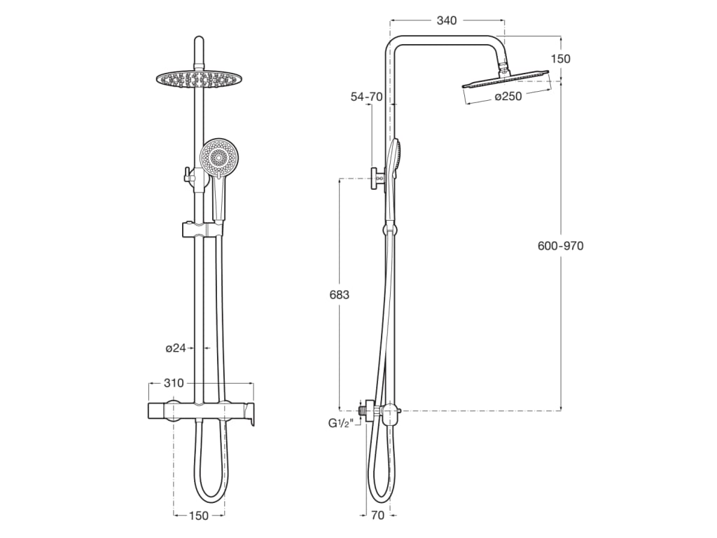 Roca - Columna para ducha monomando Vega Plus A5A9A6EB00