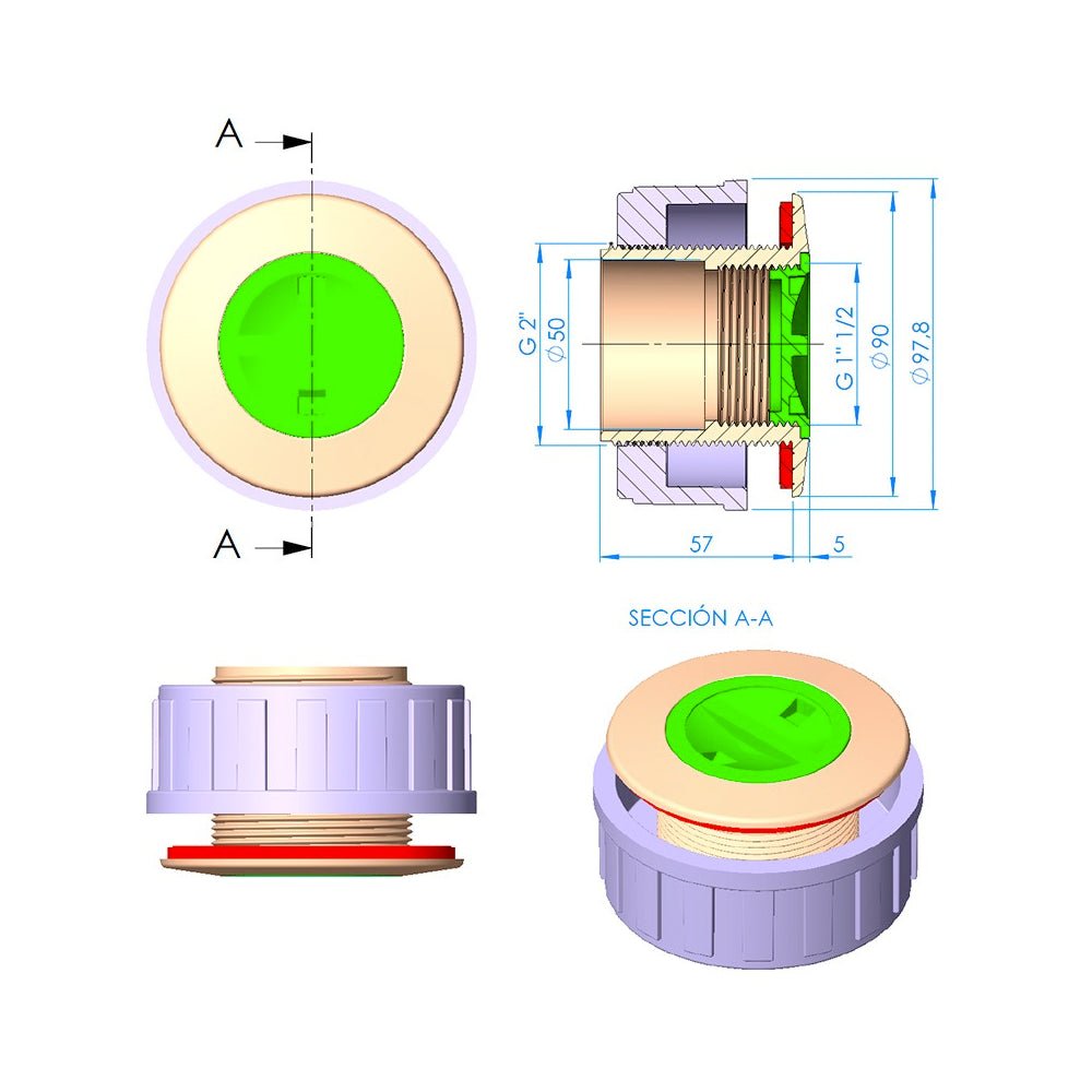 Astralpool - Nicho boquilla LumiPlus Mini Rapid piscina poliéster - BricoandPool