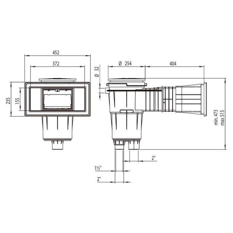 AstralPool - Skimmer 17,5L boca ancha con alargo tapa cuadrada para piscina de hormigón - BricoandPool
