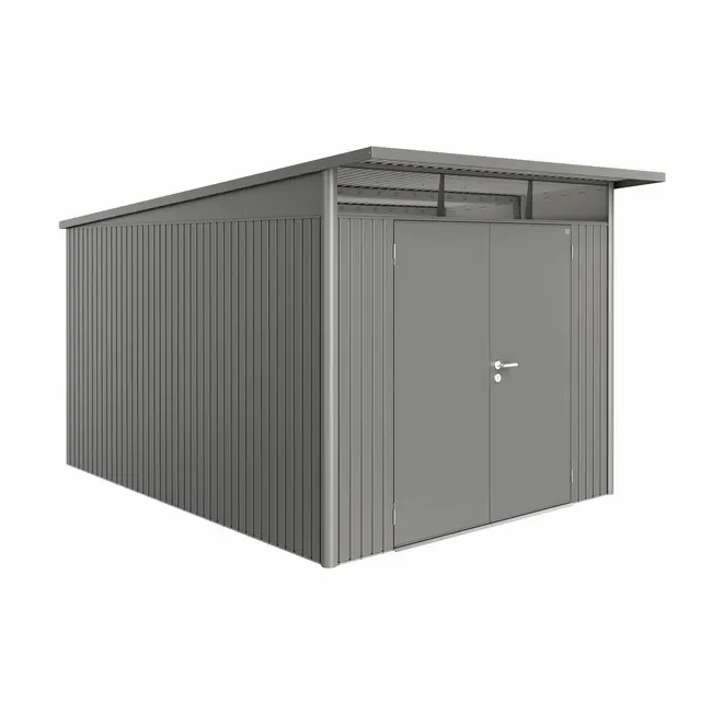Biohort – AvantGarde Casetta metallica da giardino con tetto a cavalletto Grigio quarzo metallizzato