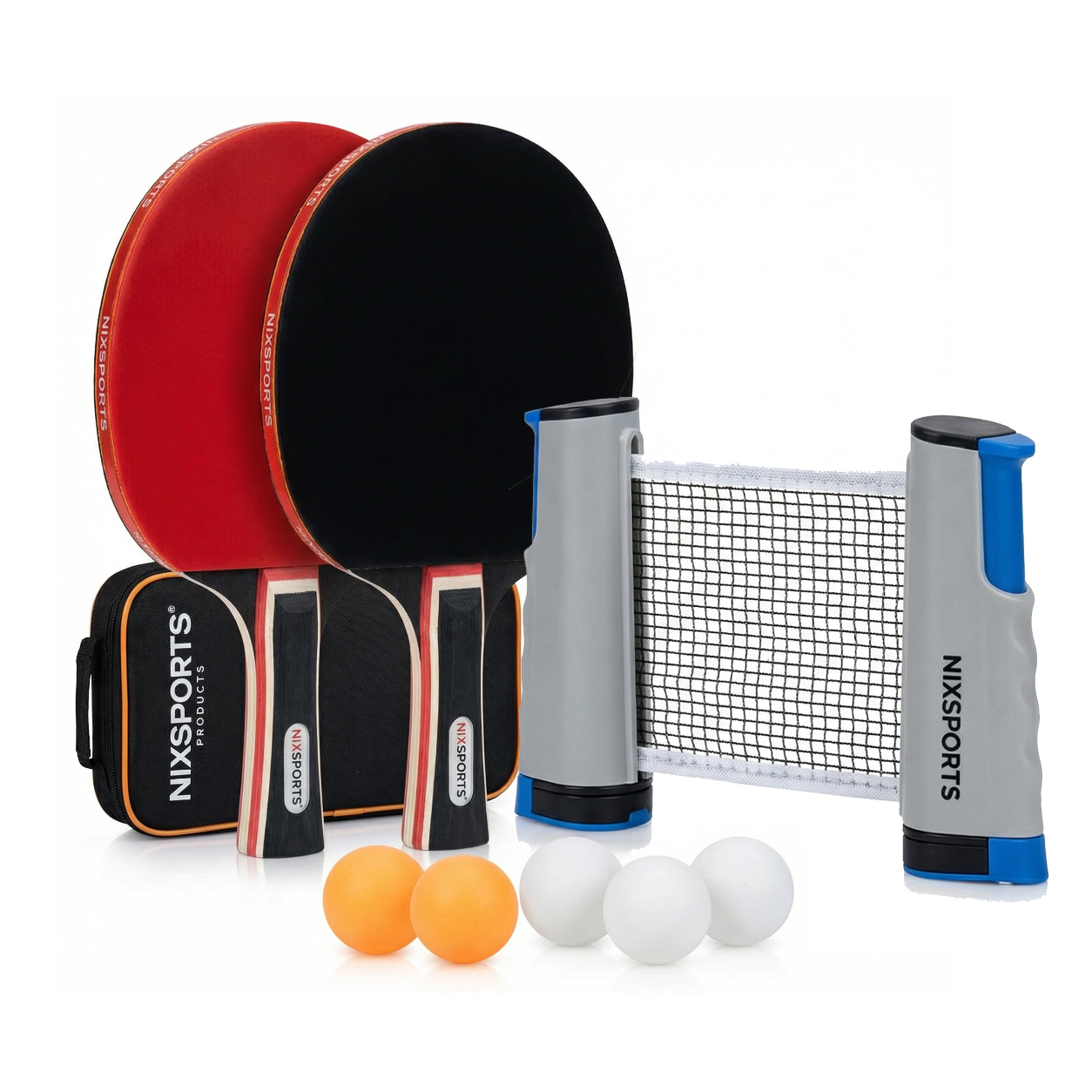 Set Ping Pong Portátil Con Red Retráctil, 2 Palas y Pelotas
