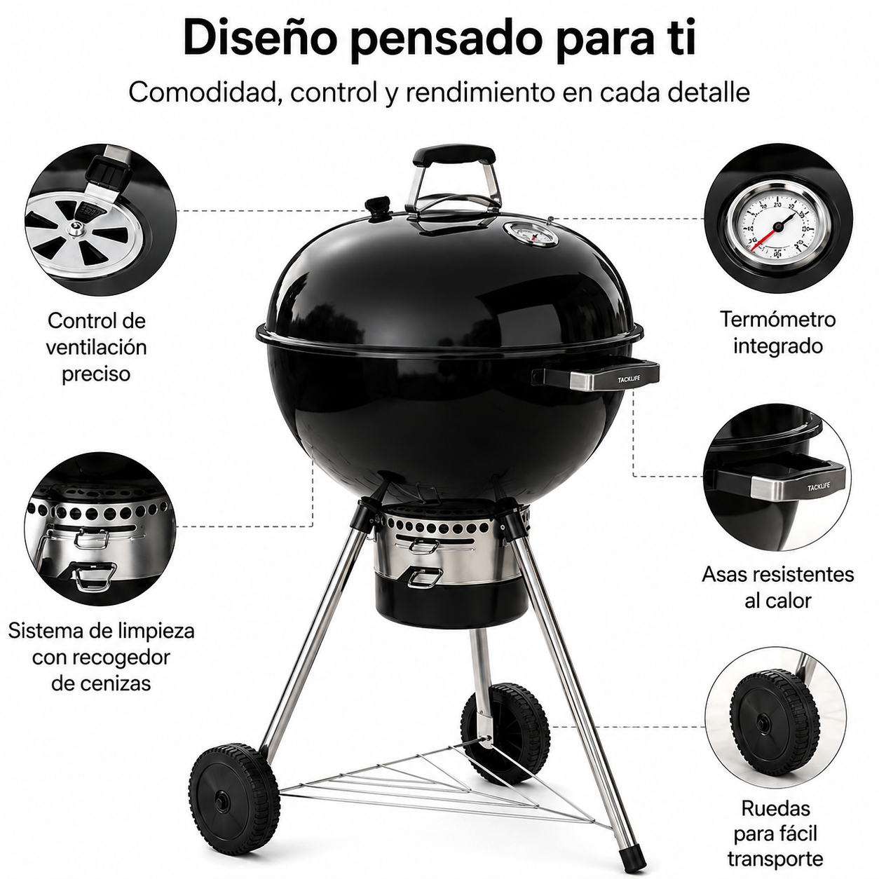 Churrasqueira Portátil a Carvão Redonda com Tampa