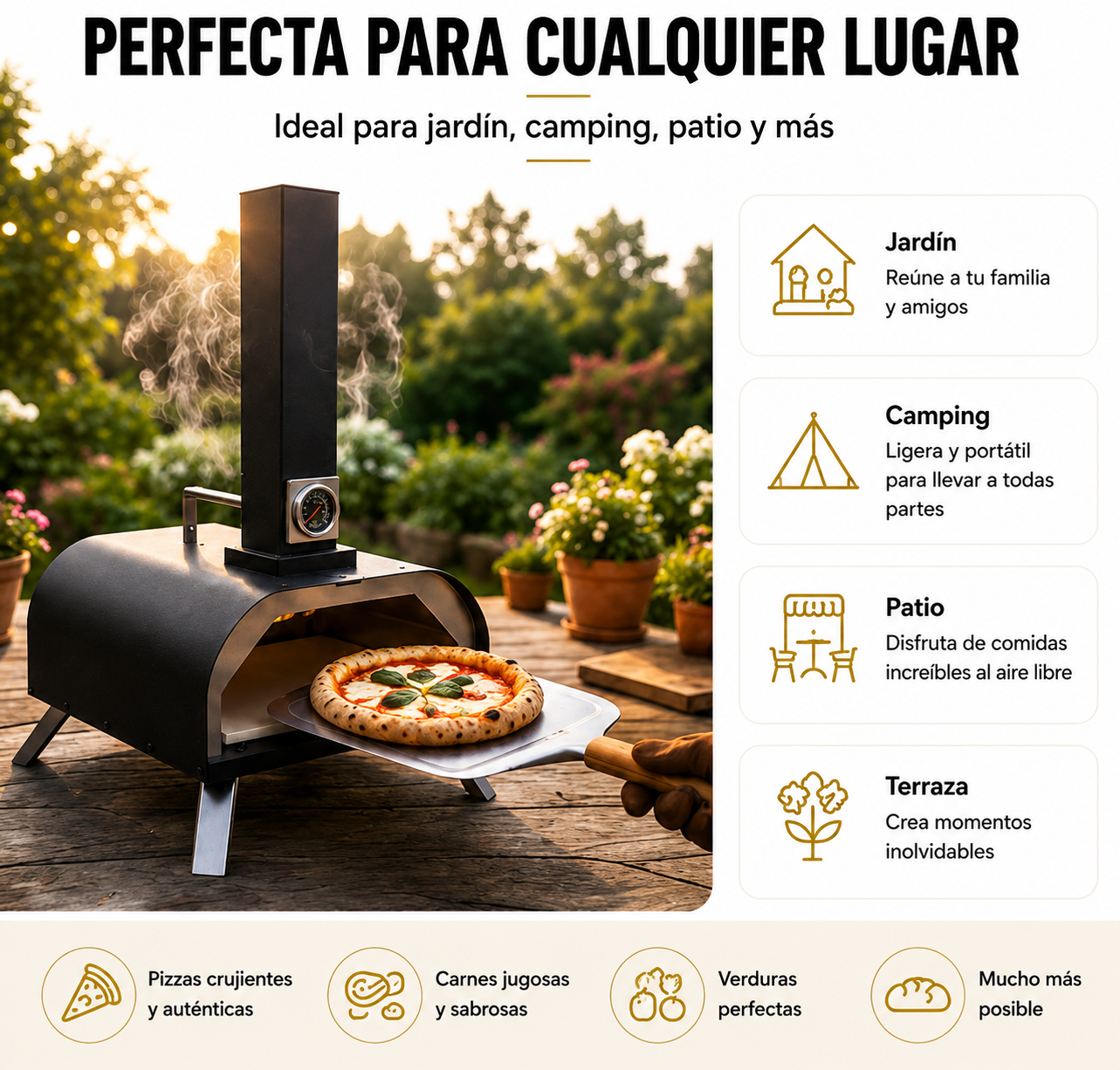 Forno de Churrasco a Carvão para Pizza com Chaminé Integrada e Grelha
