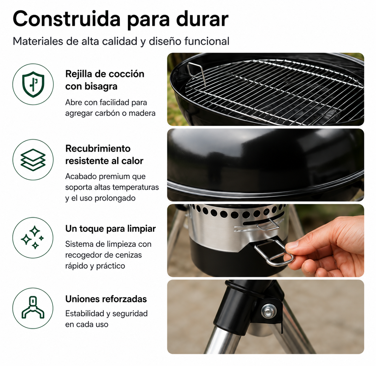 Churrasqueira Portátil a Carvão Redonda com Tampa