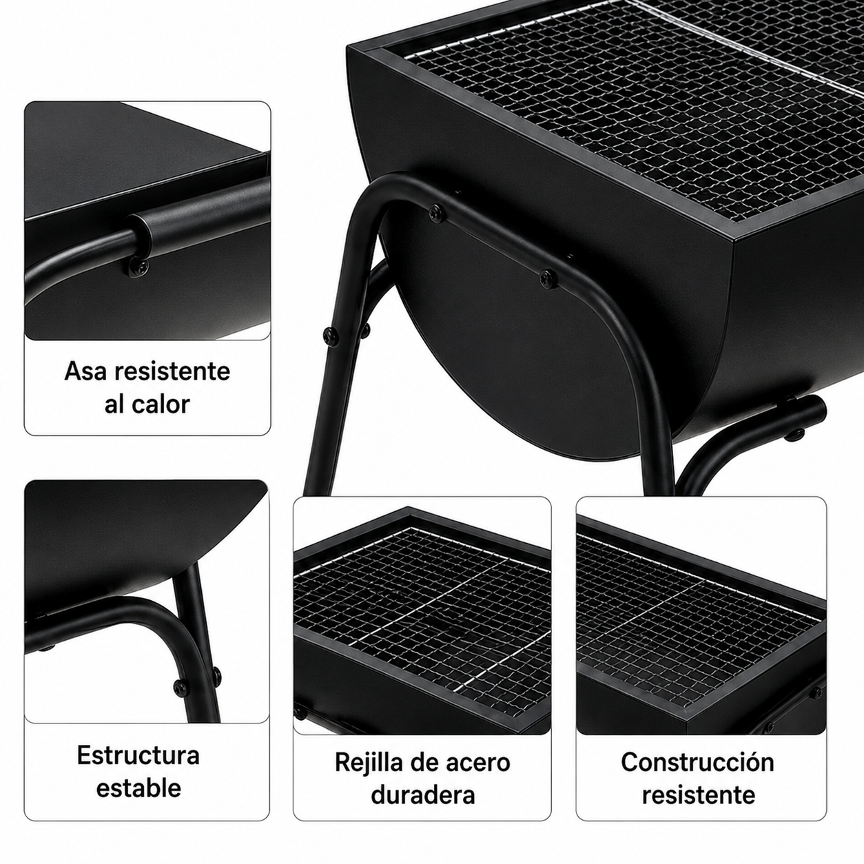 Barbacoa Portátil De Carbón Exterior Con Parrilla Grande