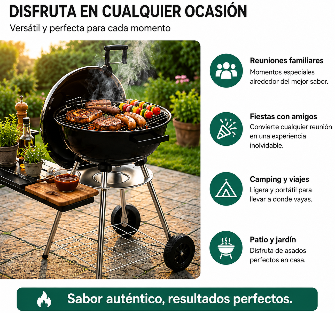 Tragbarer runder Holzkohlegrill mit Deckel und Belüftung