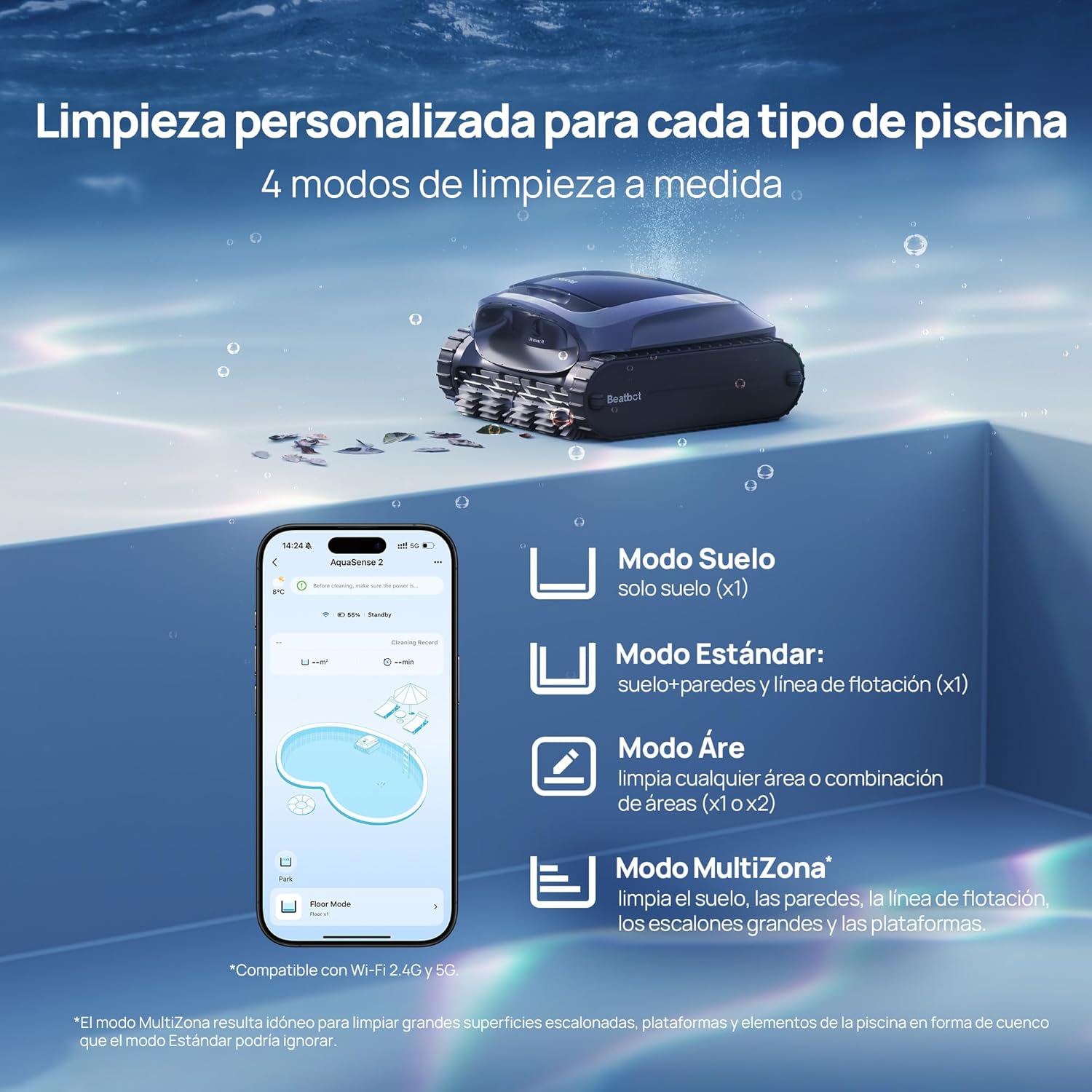 Beatbot - Robot limpiafondos de piscina sin cables AquaSense 2 - BricoandPool