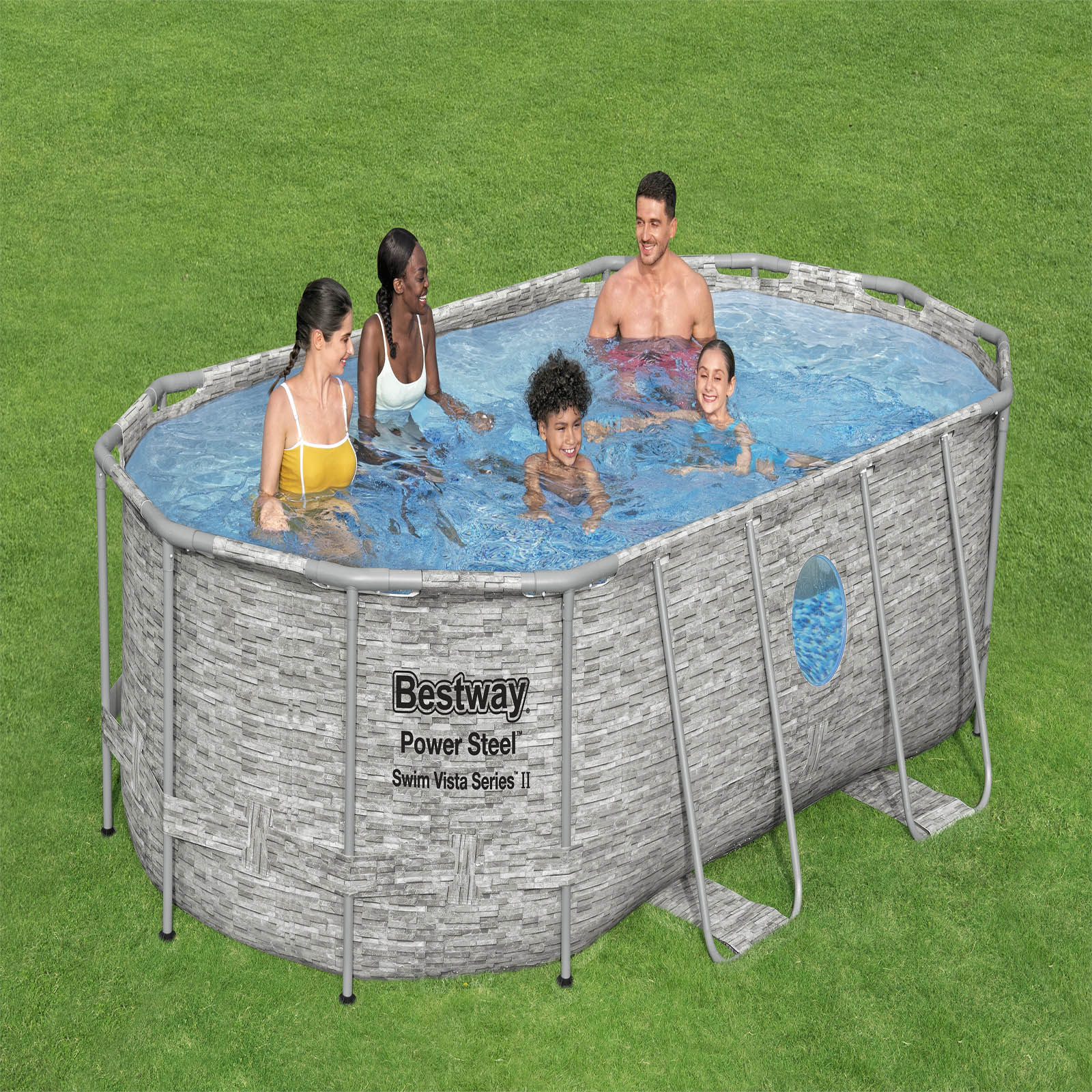 Bestway – Piscina desmontable Power Steel con filtro (549 x 341 x 122 cm) - BricoandPool