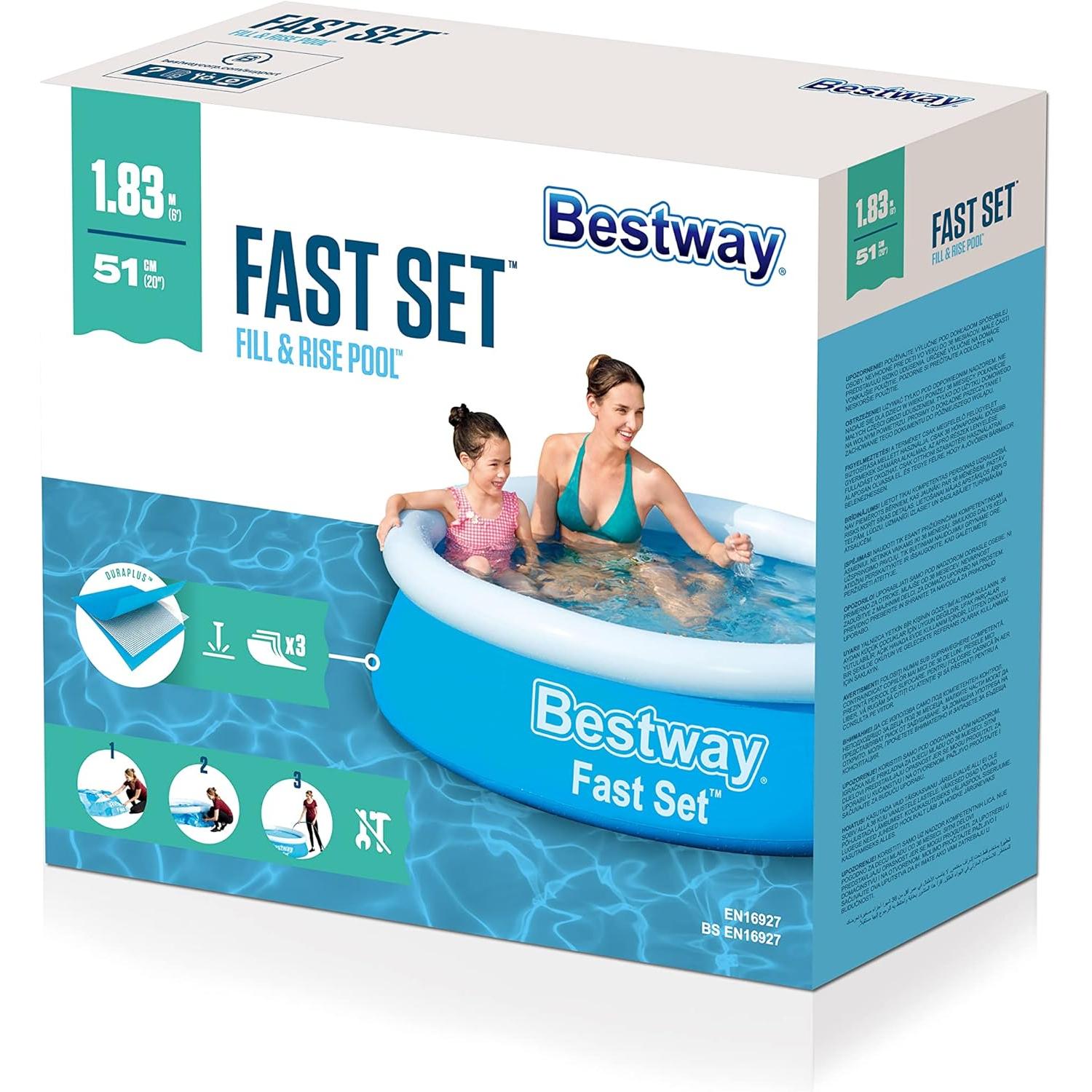 Bestway – Piscina hinchable Fast Set (183 × 51 cm) - BricoandPool