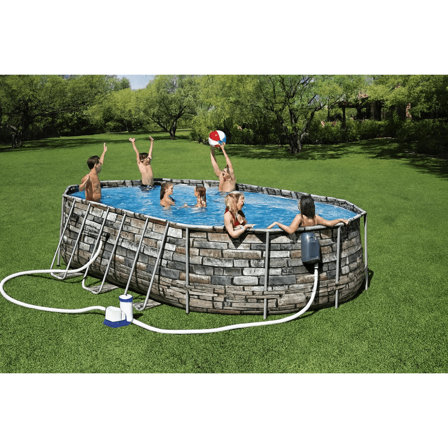 Bestway – Power Steel piscina desmontable ovalada (610 × 366 × 122 cm) - BricoandPool