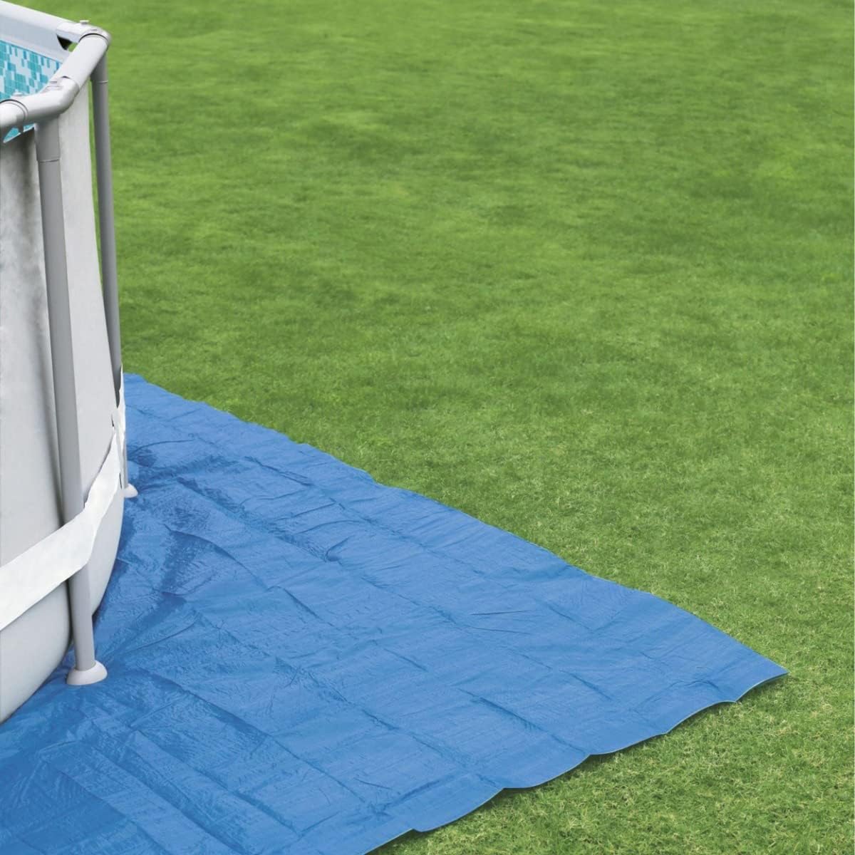 Bestway - Tapiz de suelo para piscina de PVC resistente cuadrado azul para piscinas redondas - BricoandPool