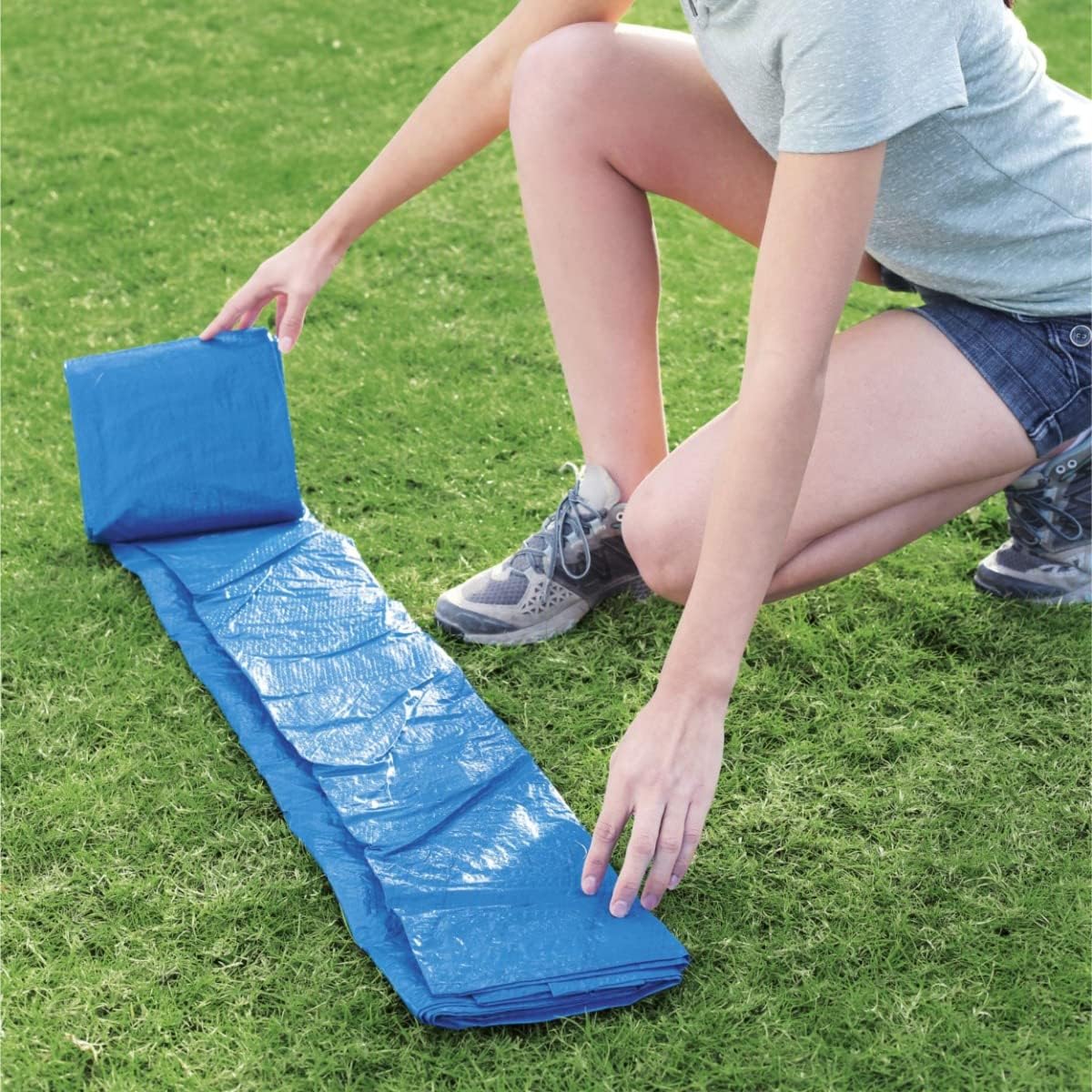 Bestway - Tapiz de suelo para piscina de PVC resistente cuadrado azul para piscinas redondas - BricoandPool