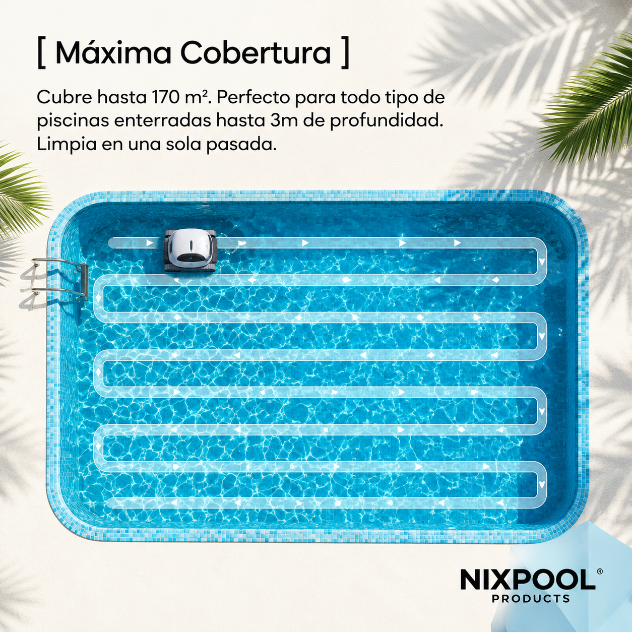 Nix Pool - Robô limpa-fundos de piscina a bateria sem cabo QD40