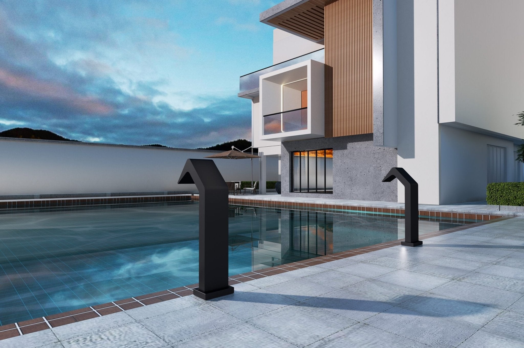 Cascada de agua para piscina 15cm NIÁGARA Negro mate - BricoandPool