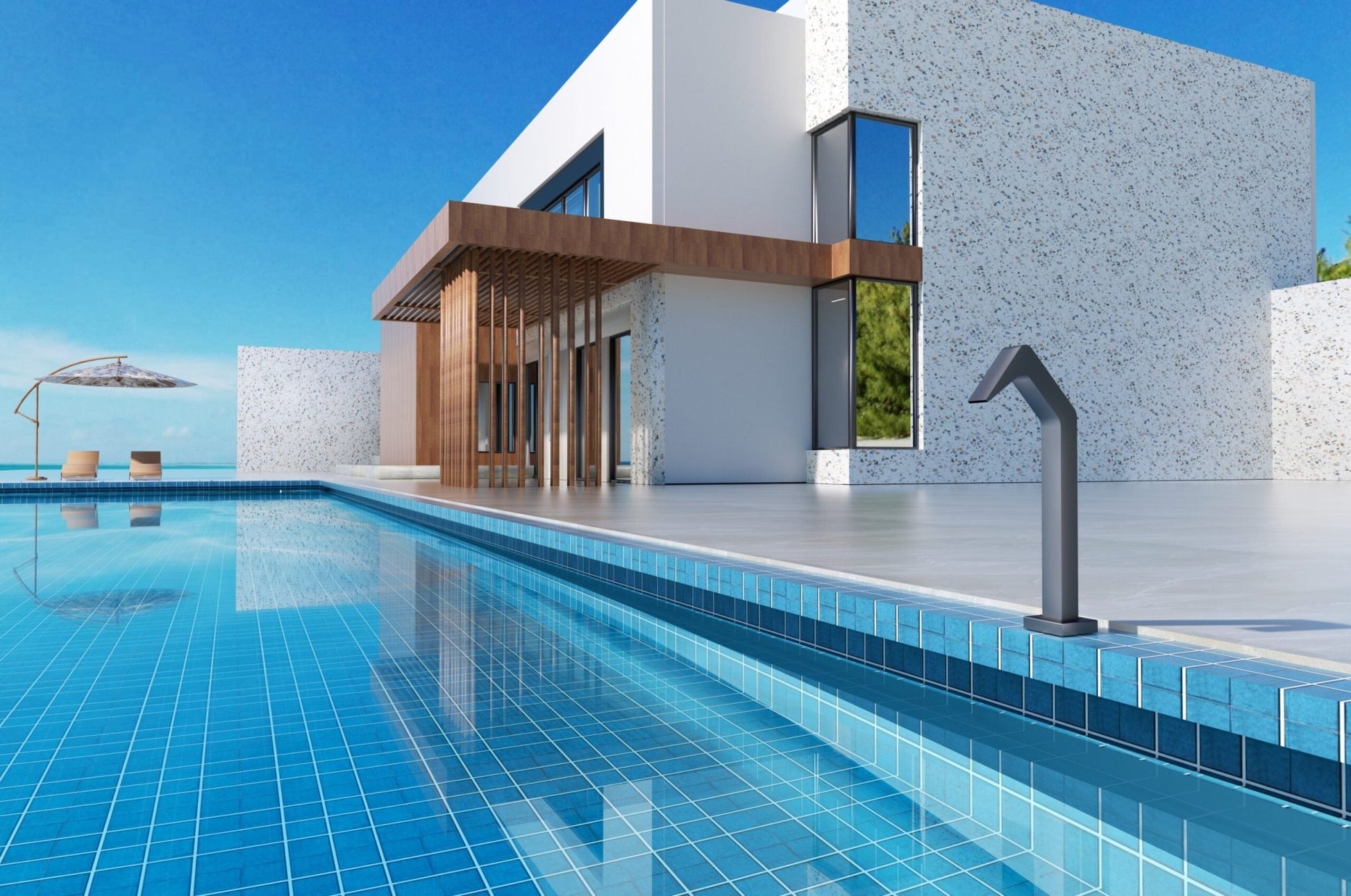 Cascada de agua para piscina 6cm NIÁGARA Gris cobalto - BricoandPool